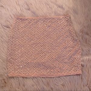 Banjul Pink Rhinestone Mini Skirt with Lining